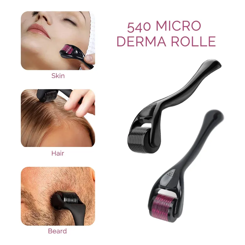 540 Nadeln Derma Roller Haarwachstum für Bart Gesichtspflege Körper MTS Micro Nadelroller Titan Micro Face Roll Tool