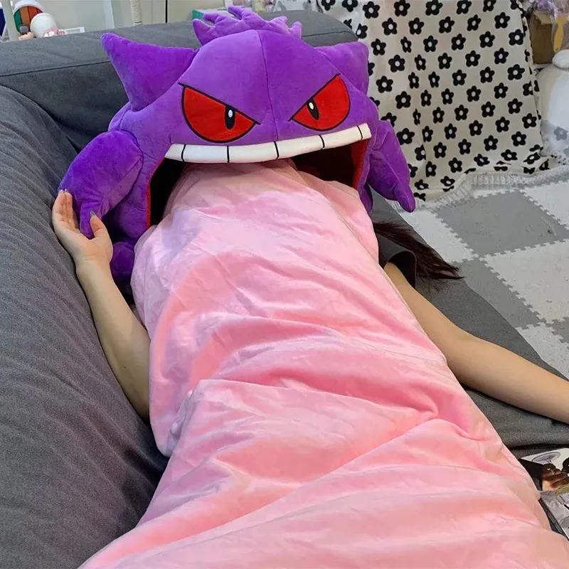 Pokemon Gengar Cartoon Anime Kawaii Elf Schlaf Kissen Dual Zweck Nickerchen Decke Spielzeug Puppe Super Weiche Große Mund Geschenke
