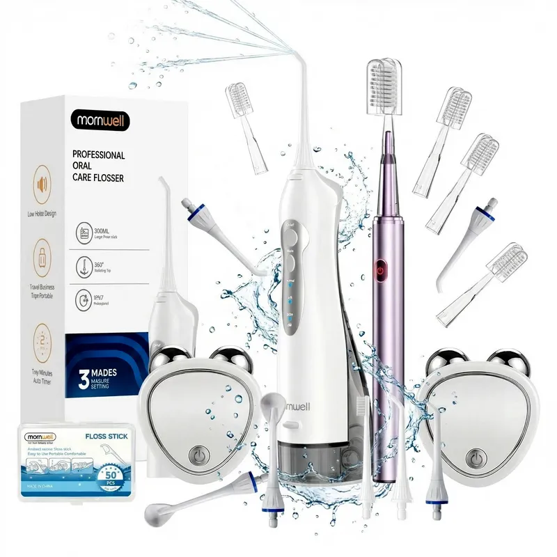 Verbessertes Pro-Dentalpflege-Set: 3-Modus-Munddusche & Elektrische Zahnbürste |   Premium Mundpflege-Set mit Größerem Tank für Zahnfleischgesundheit