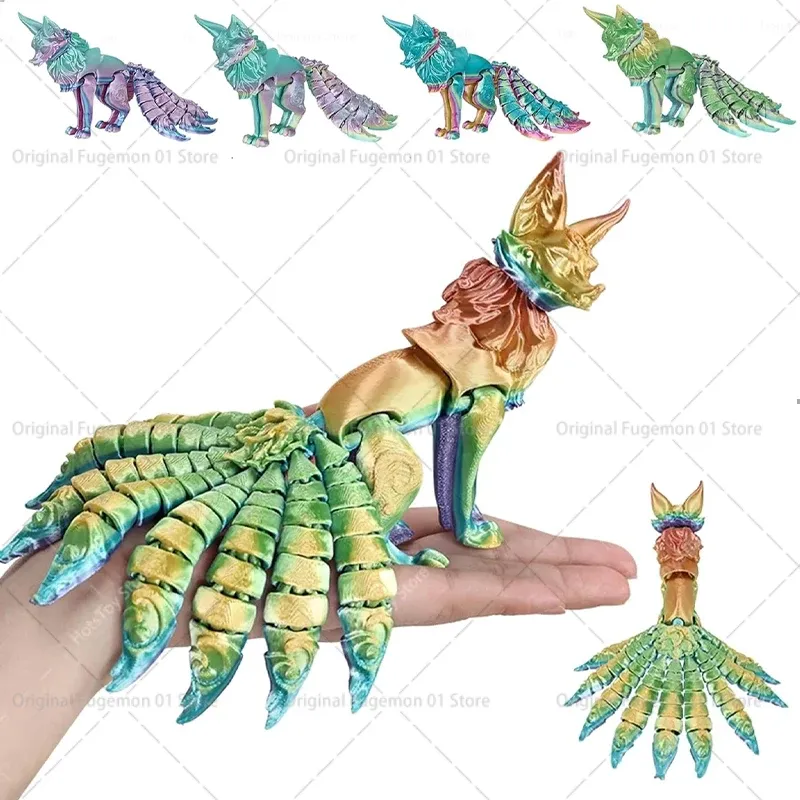 3D-gedrucktes bewegliches Modell mit mehreren Gelenken, neunschwänziger Fuchs, Actionfigur, Heimdekoration, bewegliche Tierfigur, Neujahrsgeschenk