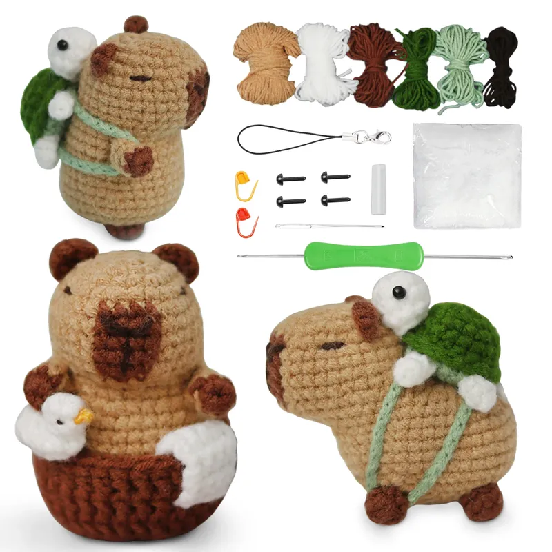 Capybara-Häkelset, niedliches Tier-Häkelset-Set, Weihnachtsgeschenk, Häkelset für Anfänger, Häkelset für Bastelliebhaber,
