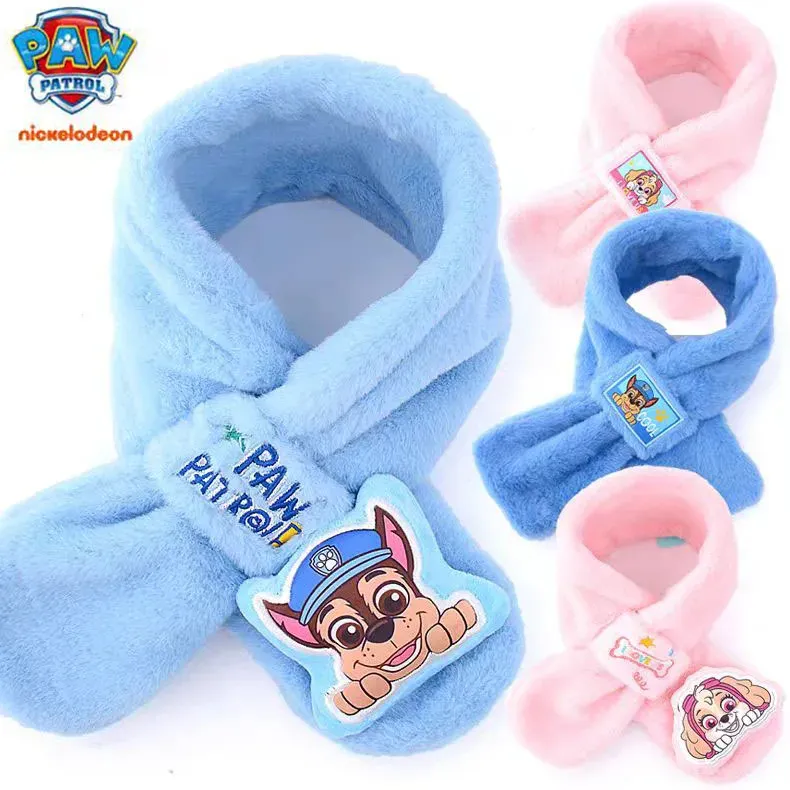 100% echte Paw Patrol verdicken Kreuz Kragen Schal Kinder Mädchen Handschuh warme Winter Schalldämpfer Pelz Plüsch süße Schal Schals hohe Qualität