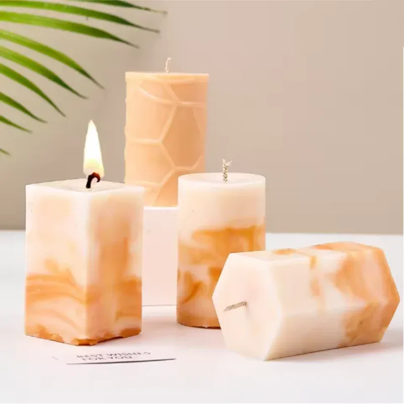 3D Geometrische Silikon Kerze Form Textur Zylindrische Seife Form DIY Nordic Stil Aromatherapie Kerze Form Hause Dekoration