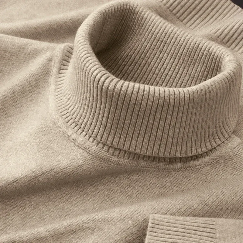 2025 neue Herren Gestrickte Pullover Einfarbig Rollkragen Atmungsaktive Pullover Warme Outdoor Grundlegende Streetwear herbst Business Tops