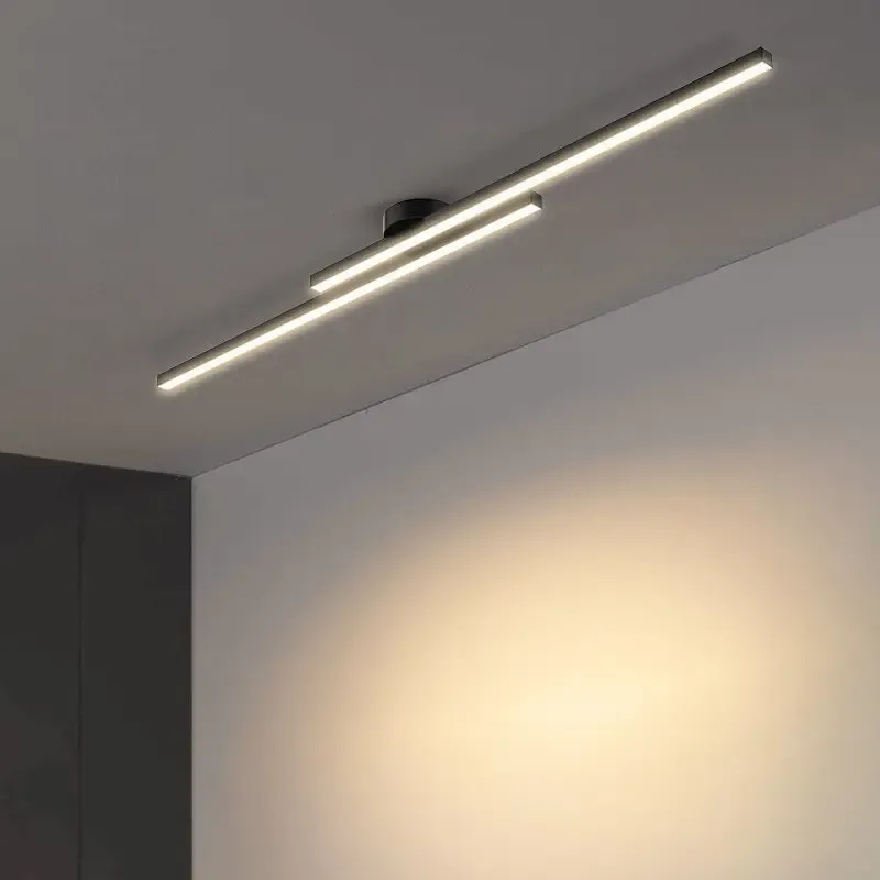 Lange Aluminium-LED-Deckenleuchte, modernes kreatives Design, Deckenleuchte, Innenbeleuchtung, Flur, Balkon, Gang, Büro, Glanz
