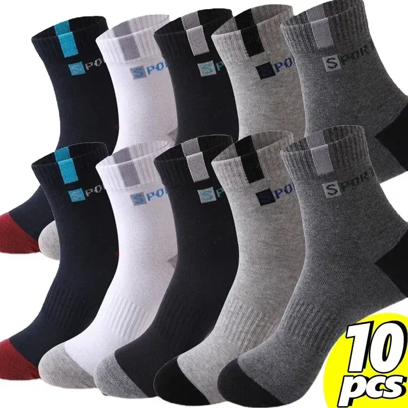 Baumwolle Socke für Männer Sport Atmungsaktive Weiche Brief Mode Turnschuhe Hohe Elastische Mittelrohr Strumpf Handtuch Sox Sommer Laufen