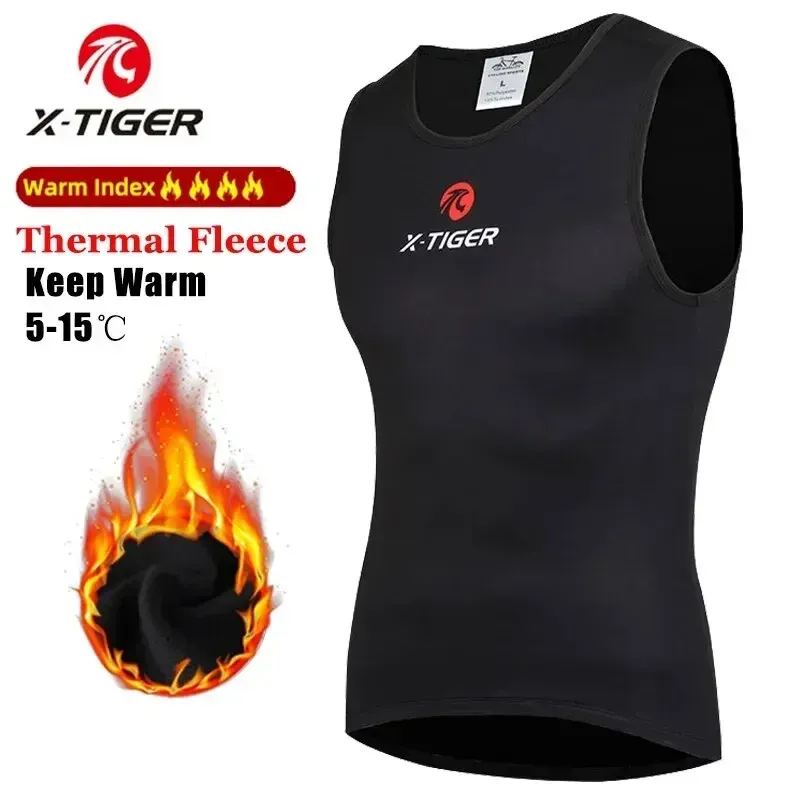 X-TIGER Winter Radfahren Basisschicht Ärmelloses Fleece Sport Fahrrad Trikots Hemd Warme Fahrrad Unterwäsche Fahrrad Warm Halten