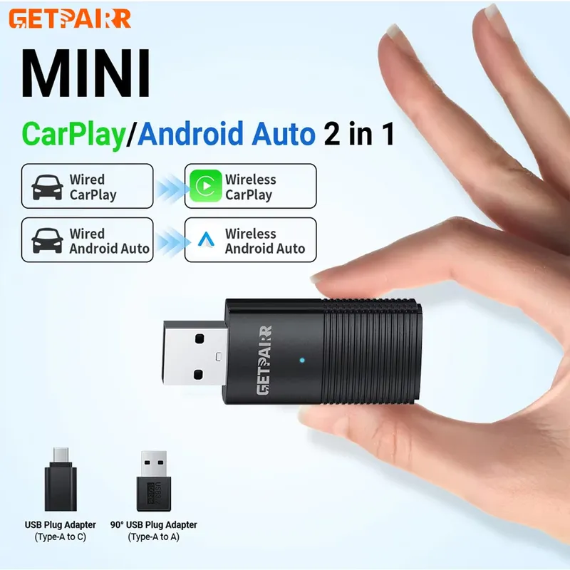 GetPairr Wireless CarPlay Dongle Android Auto Mini Adapter Plug-and-Play WiFi Fast Connect Universal für Autos mit kabelgebundenem Carplay