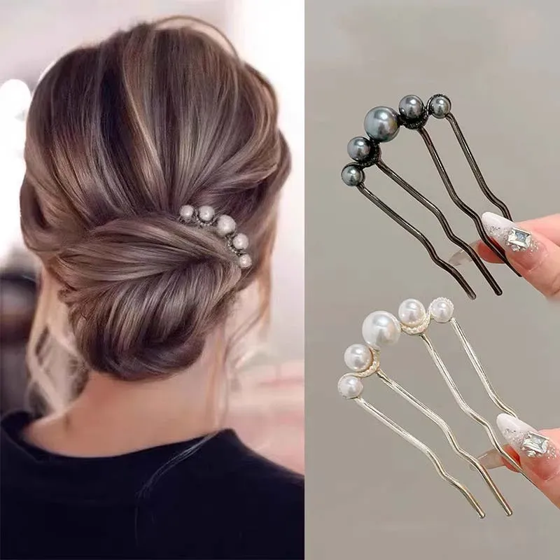 Koreanische U-förmige Perle Haarnadeln Haar Clips für Frauen Elegante Stil Metall Gabeln Vintage Perle Haarnadeln Haar Styling Werkzeuge Geschenke