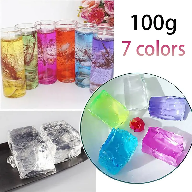 100G 7 Farben Gelee Wachs DIY Handgemachte Duftkerze Machen Liefert Material Bunte Kneten Le Transparent Wachs Rohes Kristall wachs