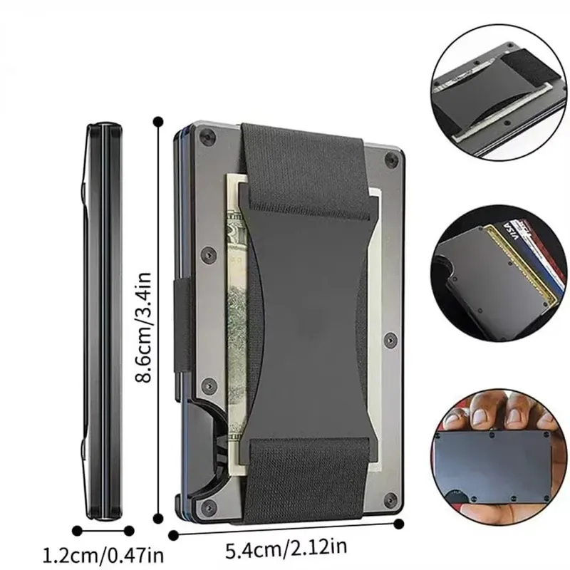 Minimalistische, schlanke, intelligente Geldbörsen aus geschmiedeter Kohlefaser für Herren, Cashback-Kreditkartenetui, luxuriöse Aluminium-Geldbörse, RFID-Geldklammer
