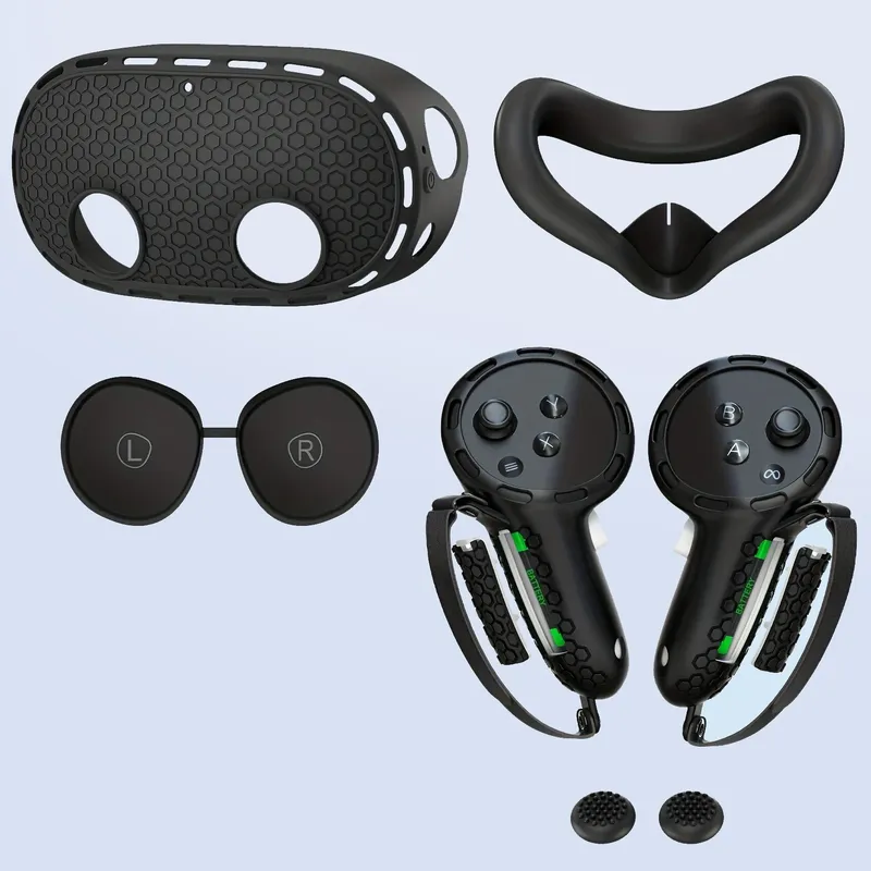 VR 6-in-1-Silikon-Schutzhüllen-Set für Meta Oculus Quest 3S, Gesichtsabdeckung, Controller-Griff, Schalenabdeckung, Objektivabdeckung, Rocker Ca