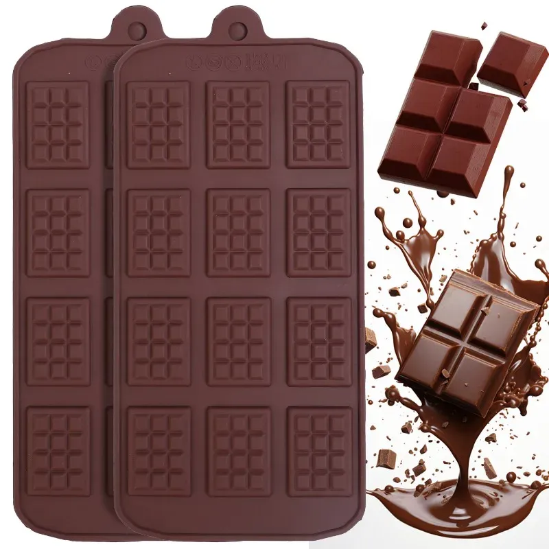 Silikon-Schokoladenform, 12, gleichmäßige Fondant-Patisserie, Candy Bar-Form, Kuchenmodus-Dekoration, Backzubehör für die Küche