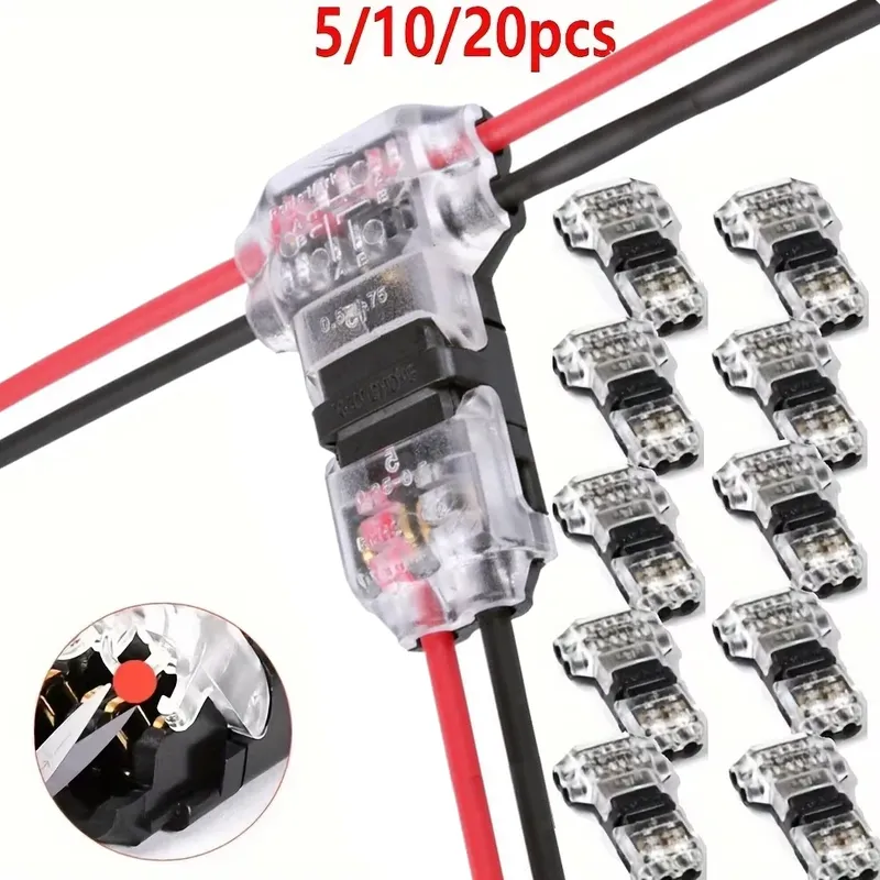 5/10/20PCS Draht Kabel Snap In T2 Stecker Keine-löt Keine-peeling Schnell Terminal Anschlüsse marangoz Auto Stecker Elektrische Zubehör