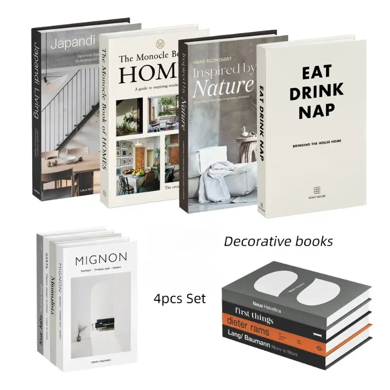 Künstliche gefälschte Bücher zur Dekoration, dekorative Bücher für die Inneneinrichtung, Bücherregal, Couchtisch, Designer-Dekor-Set, ästhetisch, 4-teilig