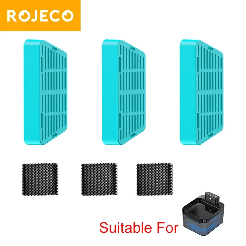 ROJECO Wasserbrunnen, austauschbarer Filter für 2,2 l kabellose Katzen-Wassergeschützfilter, Katzentrinker, Haustier-Wasserreiniger-Filter
