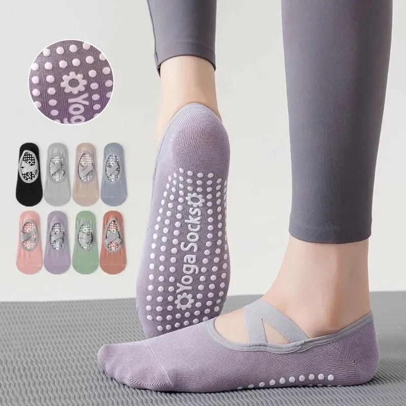 Atmungsaktive Handtuch Unten Yoga Socken Frauen Silikon Non-Slip Bandage Pilates Socke Damen Ballett Tanz Fitness Workout Baumwolle Socken