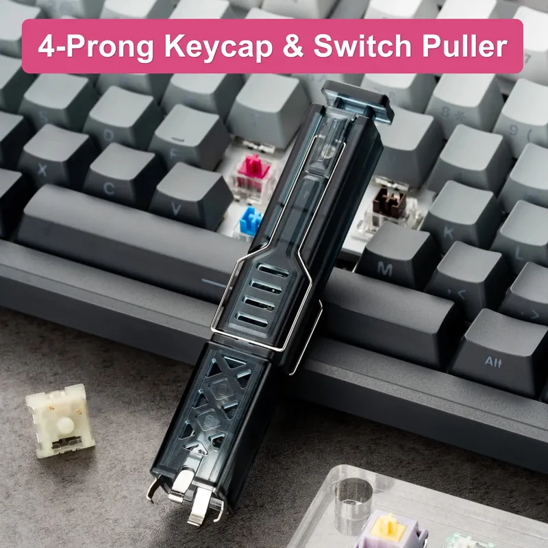 Schalterabzieher, Tastenkappenabzieher, maßgeschneiderter Hot-Swap-Tastenkappen-Schaftentferner, Tastaturreiniger für mechanische Tastaturen, DIY-Kit