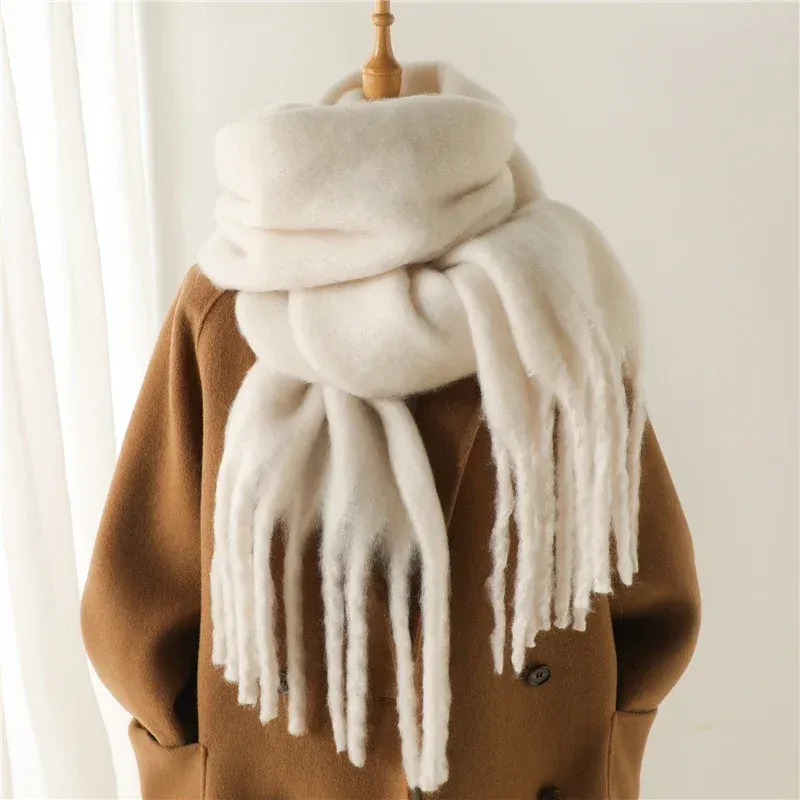 Winter Schal für Frauen Kaschmir Warme Solide Pashmina Decke Wraps Weibliche Dicke Weiche Bufanda Große Quaste Schal Lange Poncho Echarpe