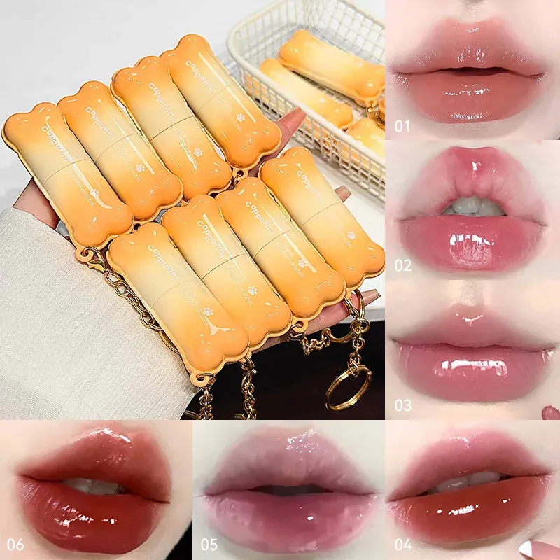PINKCOCO Bear Doodle Mirror Lip Glaze – langanhaltender, glänzender Lipgloss, studentfreundlicher, hautaufhellender Nude-Lippenstift