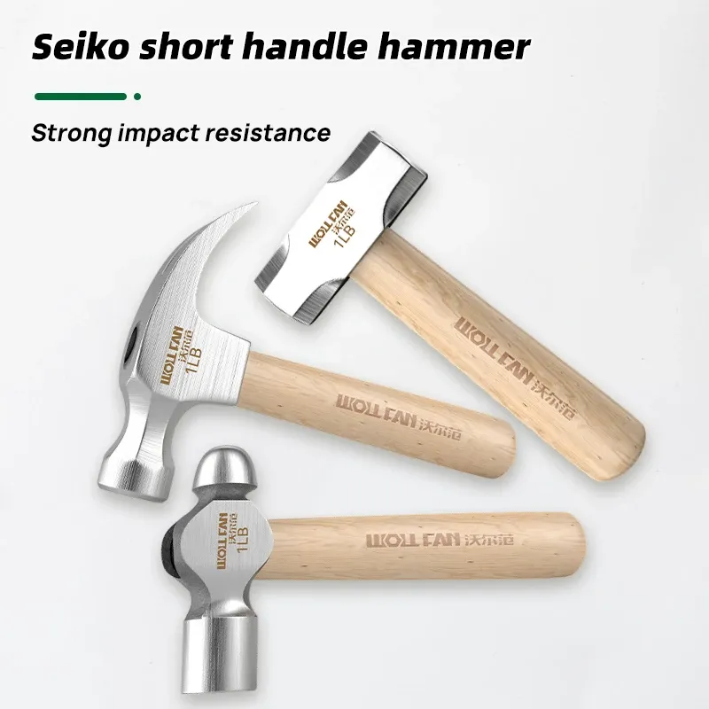 BAIHU Mini-Hammer, Hammer aus Kohlenstoffstahl, Massivholz, kurzer Griff, achteckiger oder runder Kopf, kleines manuelles Hardware-Werkzeug