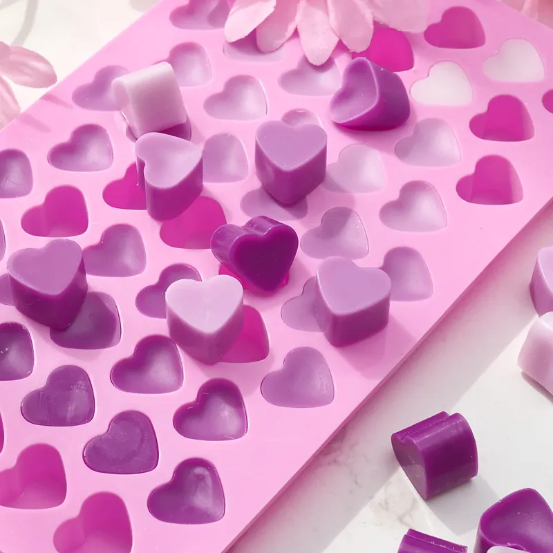 55-Fächer Herz Silikon Kerze Form Valentinstag Kerzen Herstellung Kit DIY Liebe Kuchen Schokolade Backform Party Geschenke