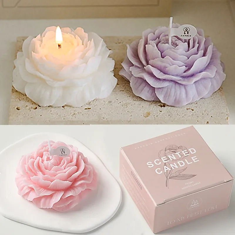 3D Pfingstrose Aromatische Kerze Kreative Blume Form Aromatherapie Hochzeit Dekor Geschenke Box Valentinstag Duftenden Souvenir Ornament