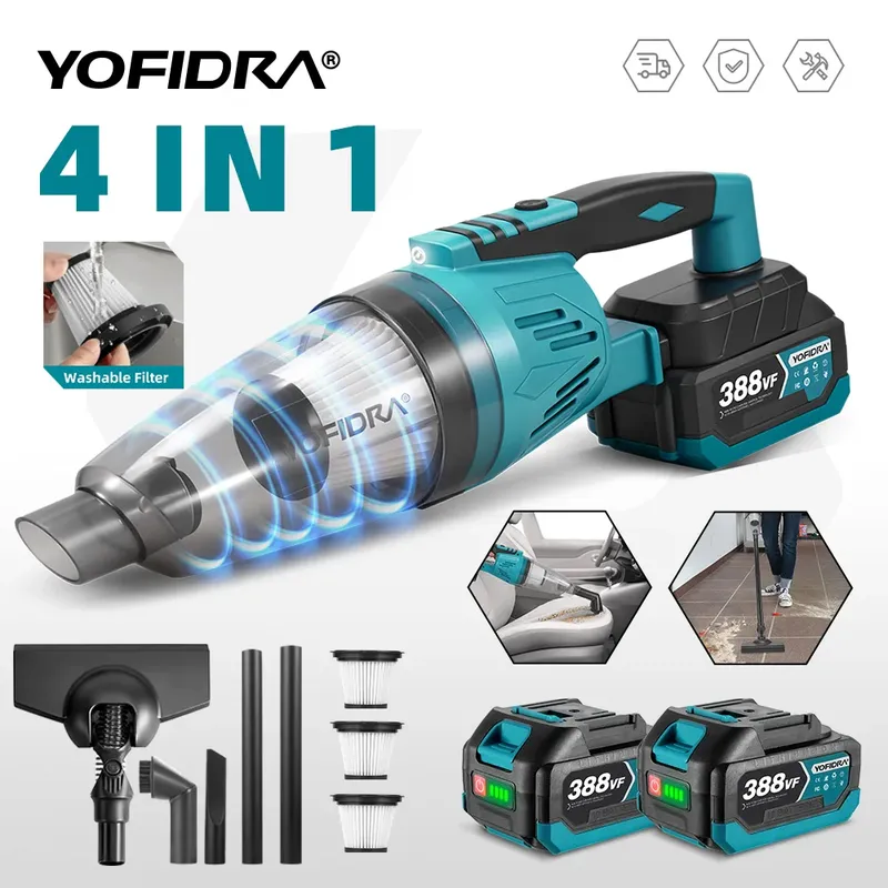 YOFIDRA 12KPA 4 IN 1 Elektrische Cordless Staubsauger Multi-funktion Haushalt Reinigung Power Tool Für Makita 18V batterie Pin