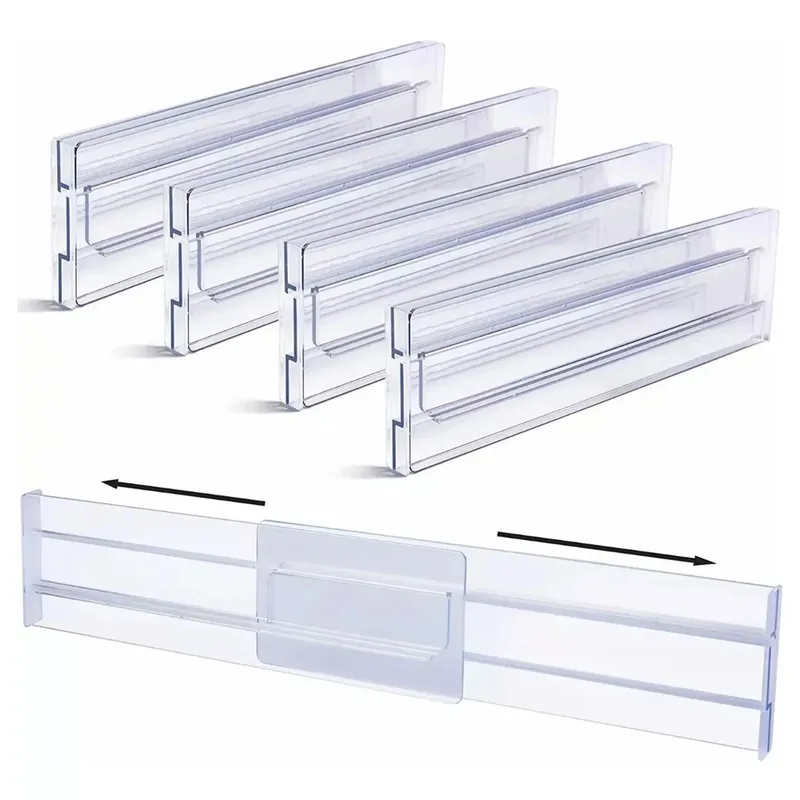 1/2/4/6/8 Stück Schubladen-Kleiderschrank-Trennblätter, Organisatoren, erweiterbar vom Küchenschubladen-Organizer, durchsichtige Kunststoff-Trennplatten-Werkzeuge