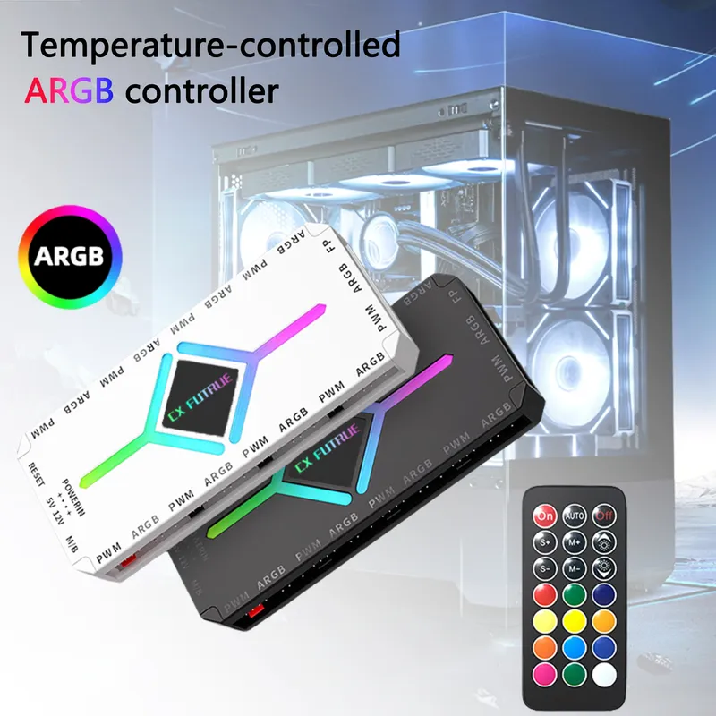 PC ARGB Gehäuselüfter-Controller - Fernbedienungsversion ARGB/PWM Dual-Purpose-Hub, Motherboard-Synchronisation, SATA-Stromversorgung