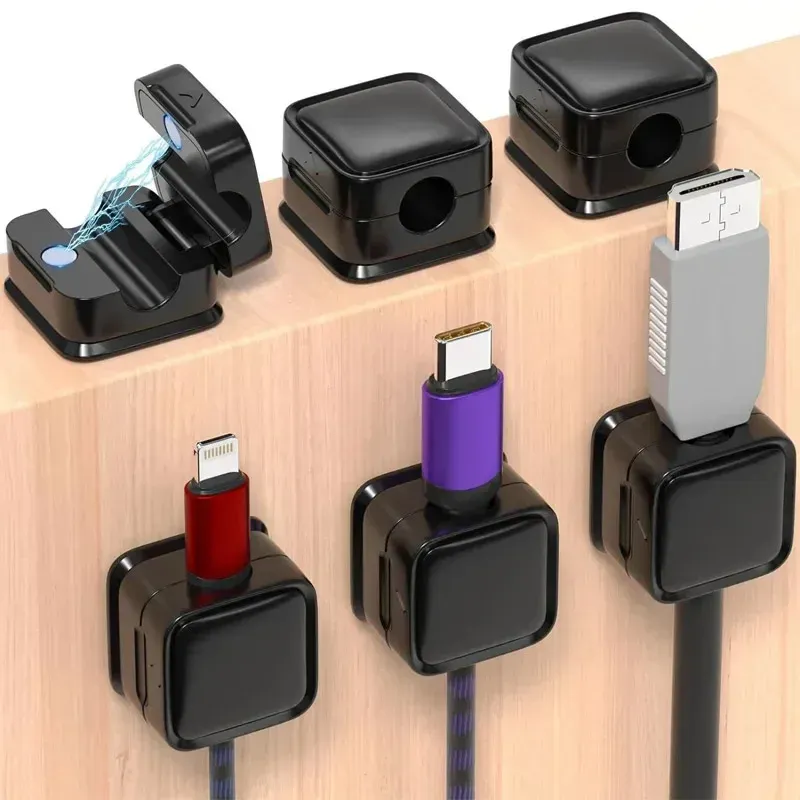 6PCS Magnetische Kabel Clips Kabel Glatte Einstellbare Kabel Halter Unter Schreibtisch Kabel Management Draht Keeper Kabel Organizer Halter