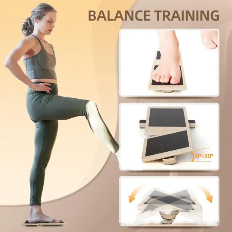 Faltbares Holz-Balance-Board mit Rutschfester Oberfläche Kompakter Balance-Trainer für Heimtraining Stabilität Koordination Täglich