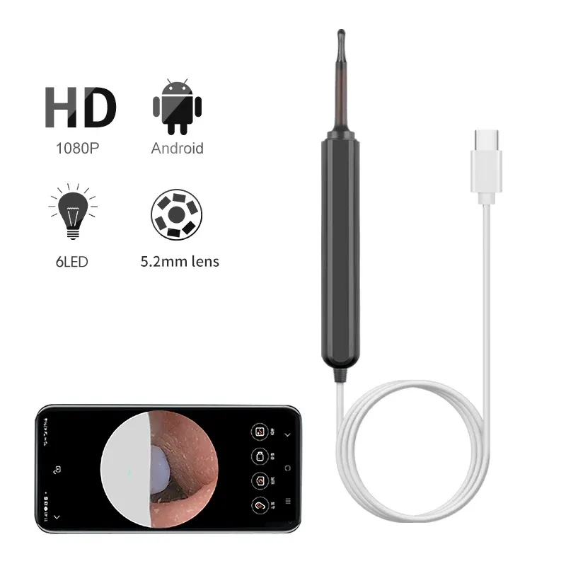 Ohrenschmalz Entfernung Endoskop Otoskop 5,2 MM Smart Ohr Otoskop HD Kamera Wasserdichte Reinigung Sauber Umfang Kit Für Android