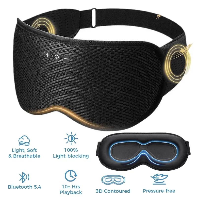 3D Wireless Schlafkopfhörer Augenbinde Weich Waschbar Bluetooth5.4 Musik Headset Augenmaske Freisprechanruf Kopfhörer Einstellbar