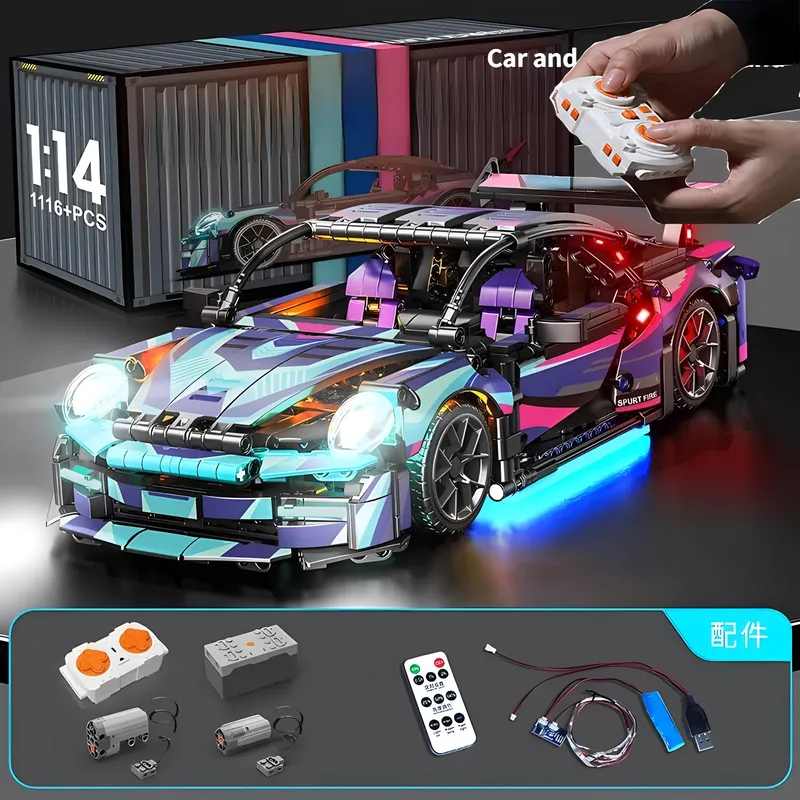 Antike Bausteine Sportwagen RC Spielzeug auto Bausteine Spielzeug Geburtstags geschenk Moc Sportwagen Modell