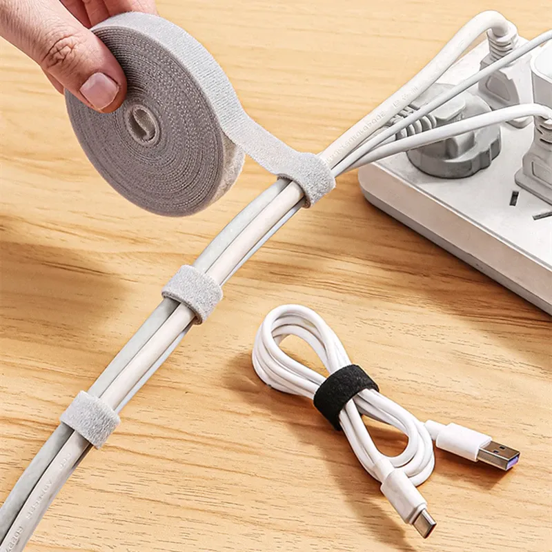 5 m Datenkabel-Manager, Aufbewahrung, Schreibtisch, Draht-Organizer, Kabelbinder, Kabelbinder, Nylon, frei geschnitten, Klettverschluss, wiederverwendbar, kann frei geschnitten werden