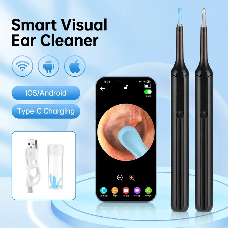 Wireless Smart Visuelle Ohr Reiniger Otoskop Ohrenschmalz Entfernung Werkzeug Mit 30W High-definition Ohr Endoskop Ohr Werkzeuge gesundheit Pflege Kit