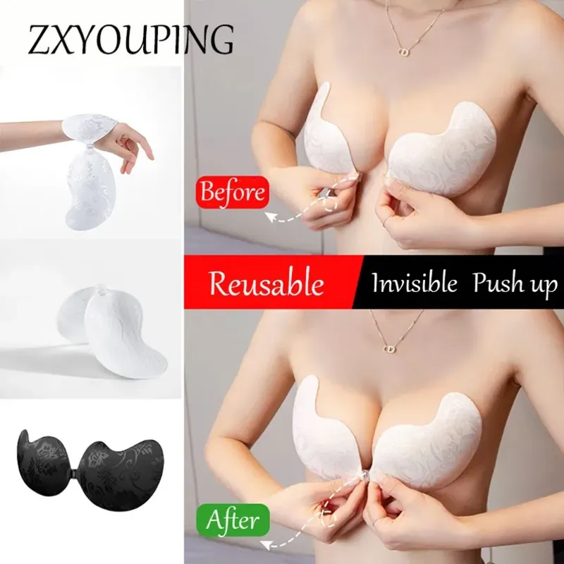 Spitzen-Nippelaufkleber, Push-Up, selbstklebende Brustwarzenaufkleber, Silikon, unsichtbarer BH, atmungsaktiv, wasserdicht, wiederverwendbar, rückenfreies Nippelband
