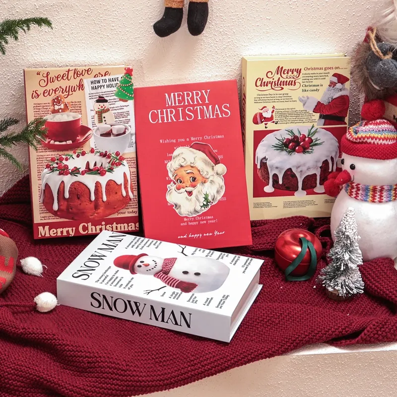 Weihnachten Serie Gefälschte Bücher Dekoration Wohnzimmer Ästhetik Prop Bücher Dekorationen Innen Couchtisch Ornamente Zusätzlich