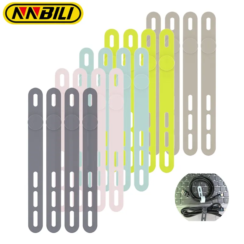 NNBILI 5/20 Stück Silikon-Kabelbinder, verschiedene Farben, wiederverwendbar, robust, Kabel-Organizer-Management zum Befestigen von Kabeln und Drähten ﻿