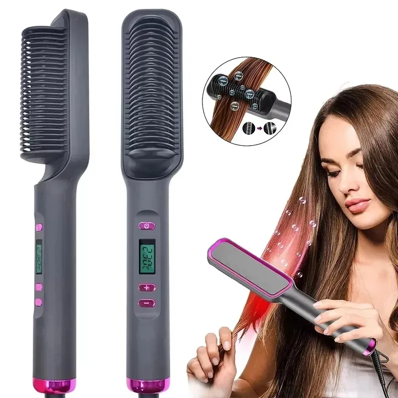 Elektrische Heißer Kamm Multifunktionale Gerade Haarglätter Kamm Negative Ionen Anti-Verbrühungen Styling Werkzeug Richt Pinsel