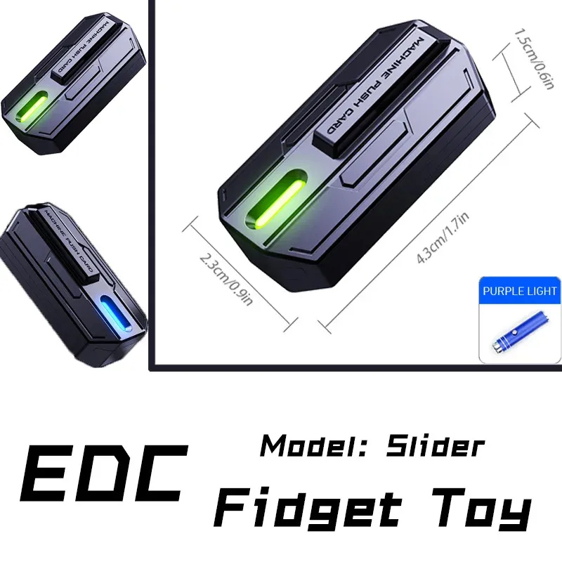 EDC leuchtender Schieber, Fingerspitzen-Zappelspielzeug, Metall-Fingerspitzen-Spinner, lindert Angstzustände und Stress, ADHS-Werkzeug, mechanisches Geschenk für Erwachsene