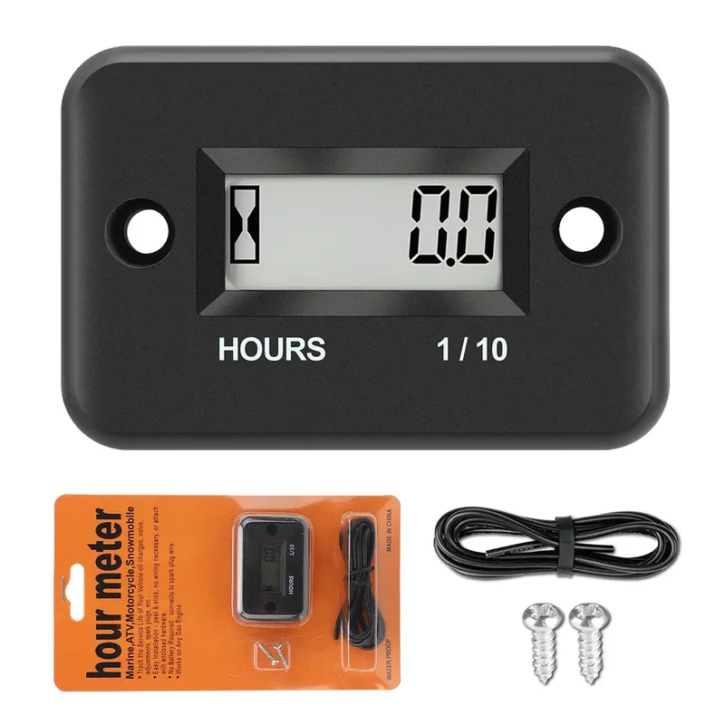 Kebidumei Wasserdichter Motor, digitaler Stundenzähler, LCD-Display, Gasmotor für Motorrad, Fahrrad, Rasenmäher, Kettensäge, ATV, Schneemobil