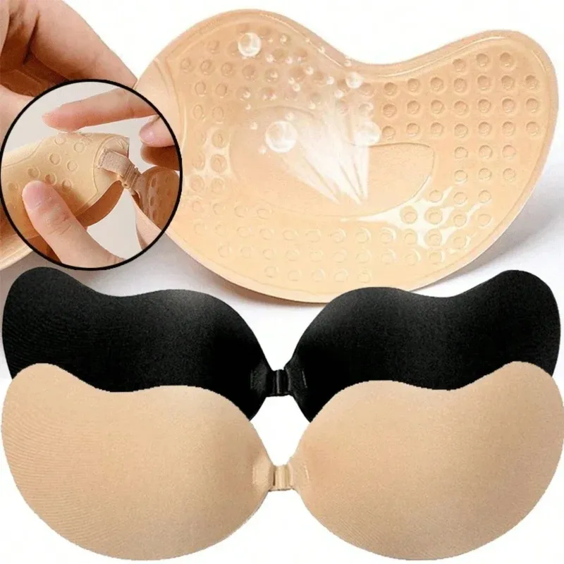 FINETOO 1-15 Stück Unsichtbare Nubra-Brustpads für Damen, zweifarbig, hypoallergen, Mango-Cup-BH, Silikon, rutschfest, dünn