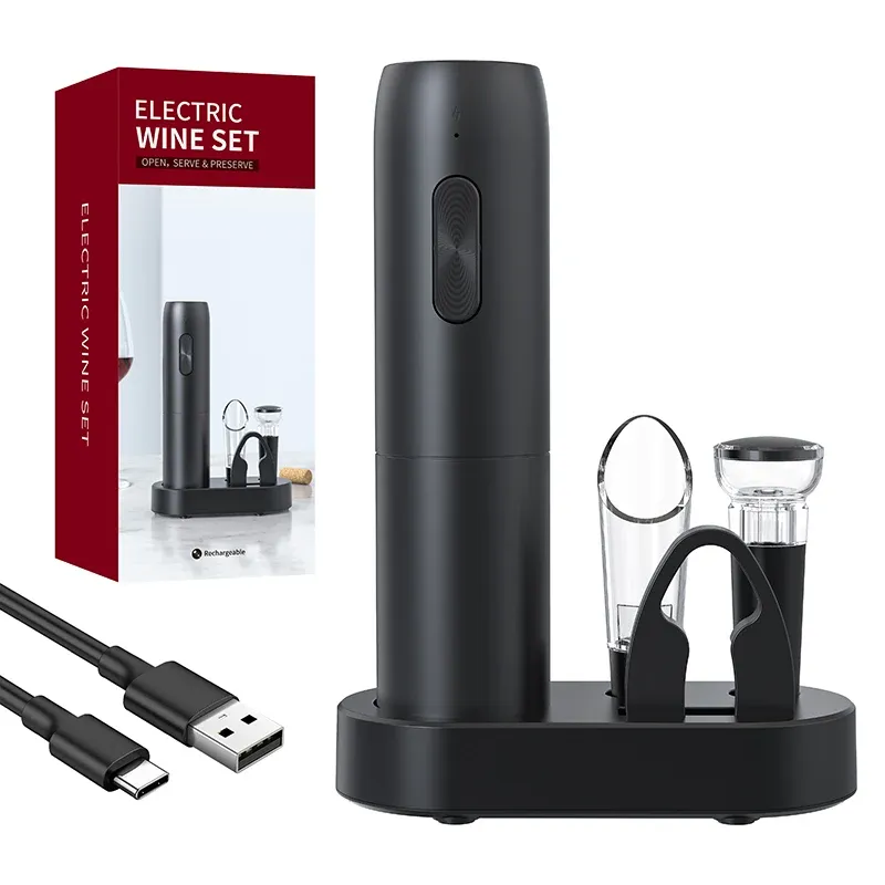 Elektrischer Weinflaschenöffner, automatischer Korkenzieher für Rotwein mit Ladestation oder batteriebetriebene Weingereile, Küchenprodukte