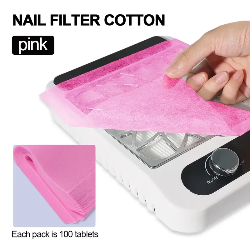 100 Teile/beutel Nail art Vakuum Staub Kollektor Vlies Filter Baumwolle Papier Maniküre Staub Filter Papier für Nägel Staubsauger