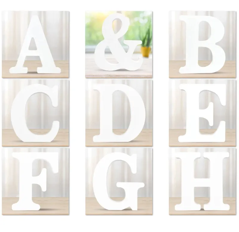 15,2 cm große weiße Holzbuchstaben, unlackierte Holzbuchstaben für Wanddekoration, dekorative stehende Buchstaben, Scheiben, Schild, Dekoration für C