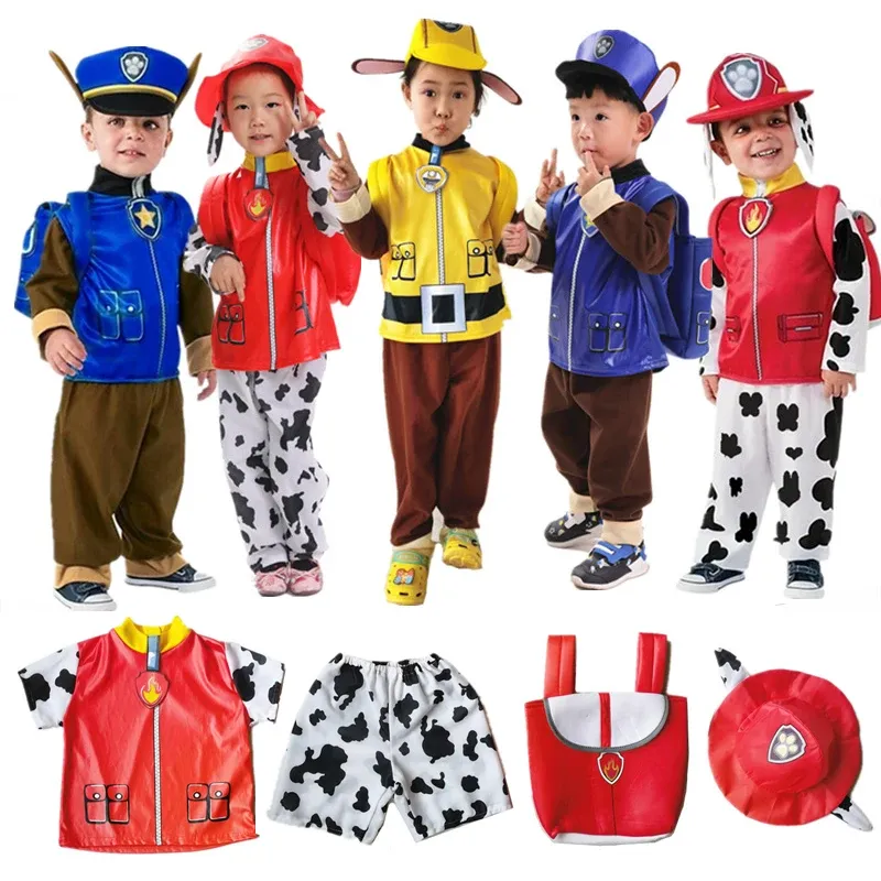 Anime Hund Patrol Kinder Tops Hosen Rucksack Hut Marshall Chase Skye Zuma Rubble Kinder Patrol Uniformen Halloween Cosplay Kostüm