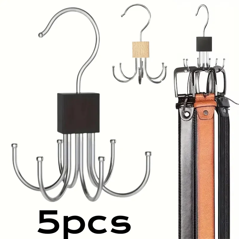 1/5 Stück 360° °   Rotierenden Lagerung Aufhänger Haken Multi-Klauen Tasche Metall Gürtel Rack Holz Organizer Für Bhs Krawatten Haushalt Schrank Zubehör