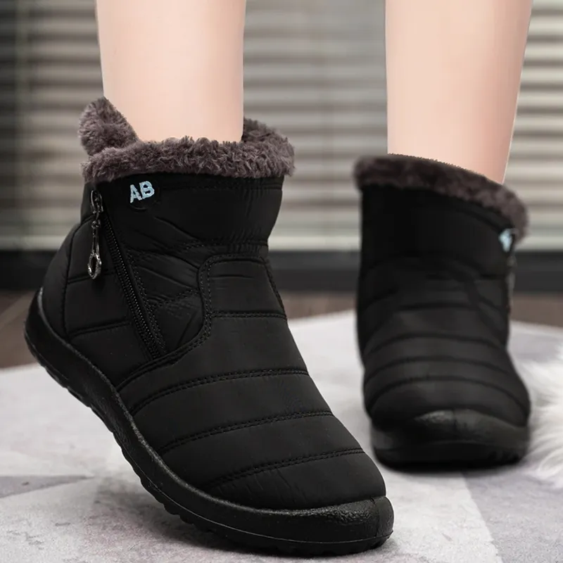 Winter Frauen Stiefel Wasserdicht Schnee Stiefel Plus Größe Casual Flache Frauen Casual Schuhe Warme Pelz Weibliche Stiefel Antislip Baumwolle Schuhe